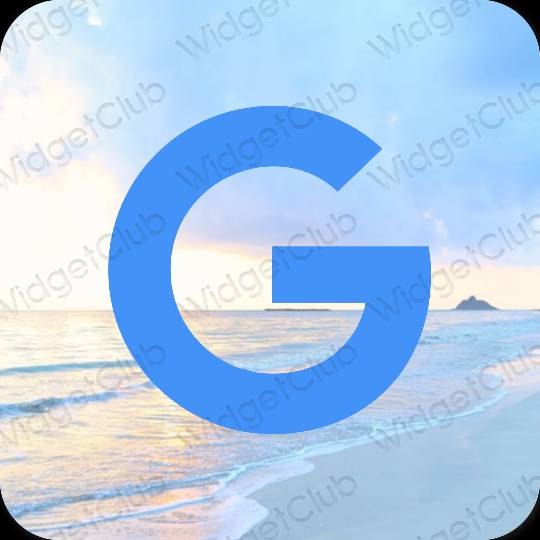 Estetis biru neon Google ikon aplikasi