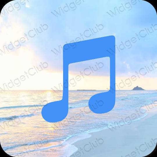 Estetické neónová modrá Music ikony aplikácií