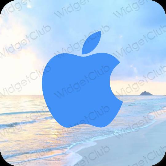 Aesthetic neon blue Apple Store app icons
