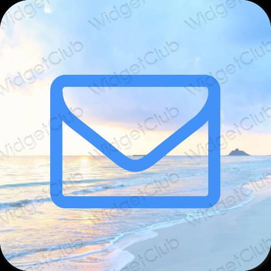 Esthétique bleu fluo Mail icônes d'application