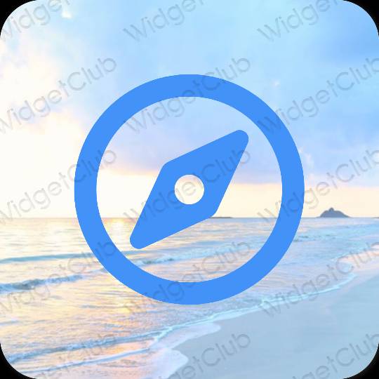 Æstetisk neon blå Safari app ikoner
