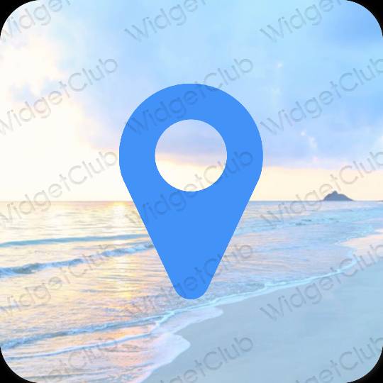 Stijlvol neonblauw Map app-pictogrammen
