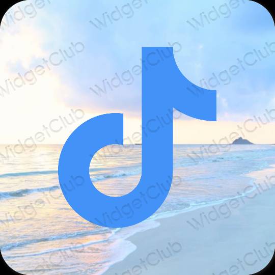 אֶסתֵטִי כחול ניאון TikTok סמלי אפליקציה