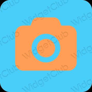 Estetyka neonowy niebieski Camera ikony aplikacji