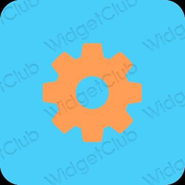 Æstetisk blå Settings app ikoner