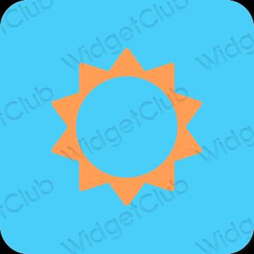 Естетичен неоново синьо Settings икони на приложения