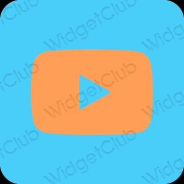 Estetické neónová modrá Youtube ikony aplikácií
