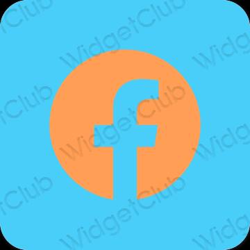 Estetyka neonowy niebieski Facebook ikony aplikacji