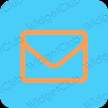 Estetis biru neon Mail ikon aplikasi