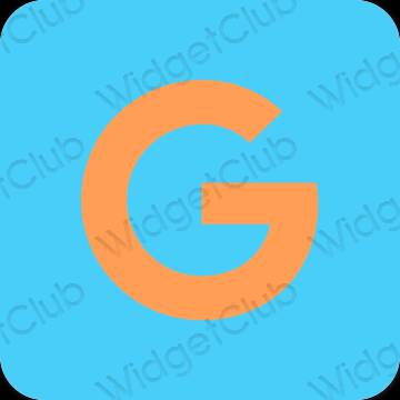 Estetisk neonblå Google app ikoner