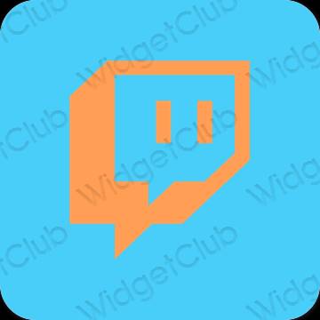 Estético azul Twitch ícones de aplicativos