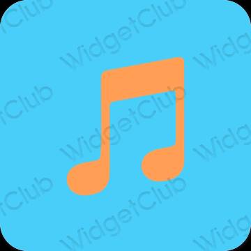 Estético azul neón Music iconos de aplicaciones