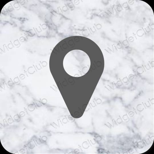 Esthétique grise Google Map icônes d'application