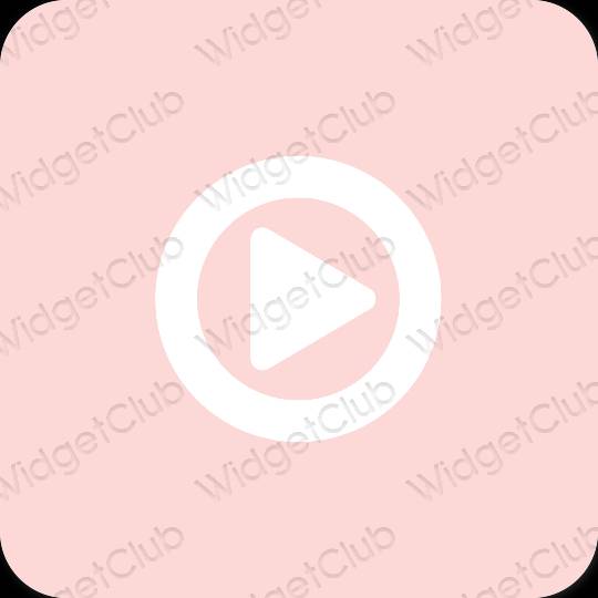 Estetický pastelově růžová Youtube ikony aplikací
