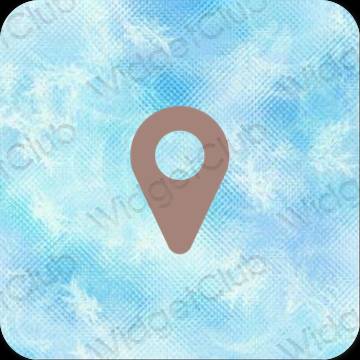 미적인 갈색 Google Map 앱 아이콘