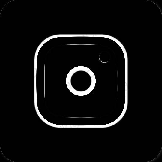 Estetický Černá Instagram ikony aplikací