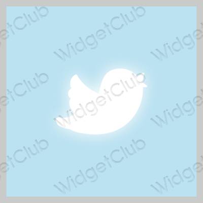 Æstetisk pastel blå Twitter app ikoner