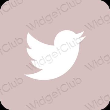 Estetyka pastelowy róż Twitter ikony aplikacji