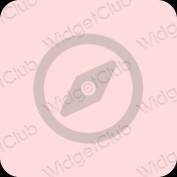 جمالي الوردي الباستيل Safari أيقونات التطبيق