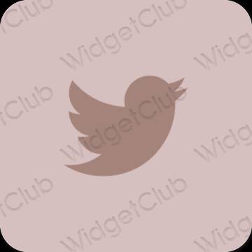 Estetický pastelově růžová Twitter ikony aplikací