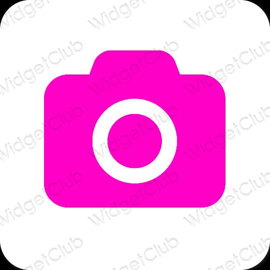 Aesthetic neon pink Camera app icons