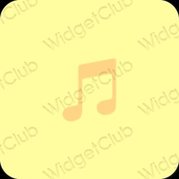 Estetski žuta boja Music ikone aplikacija