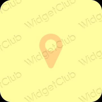 Estetyka żółty Map ikony aplikacji