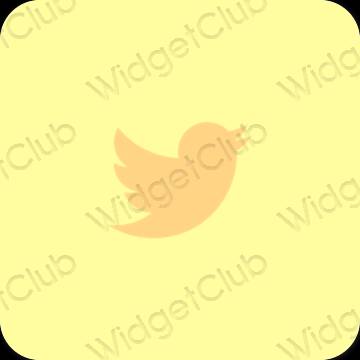 Estetico giallo Twitter icone dell'app