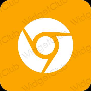 Естетичен оранжево Chrome икони на приложения
