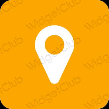 Estetické oranžová Google Map ikony aplikácií