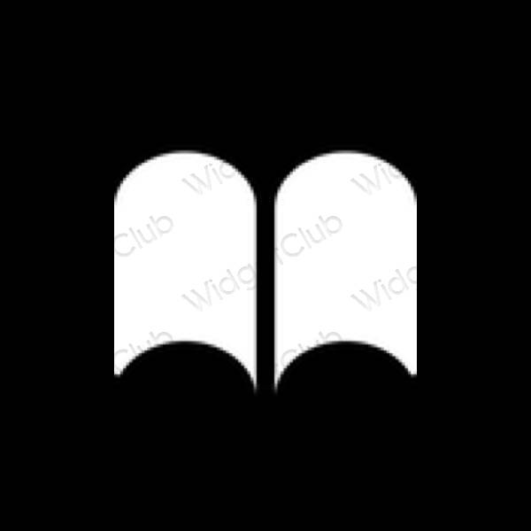 Естетичен черен Books икони на приложения