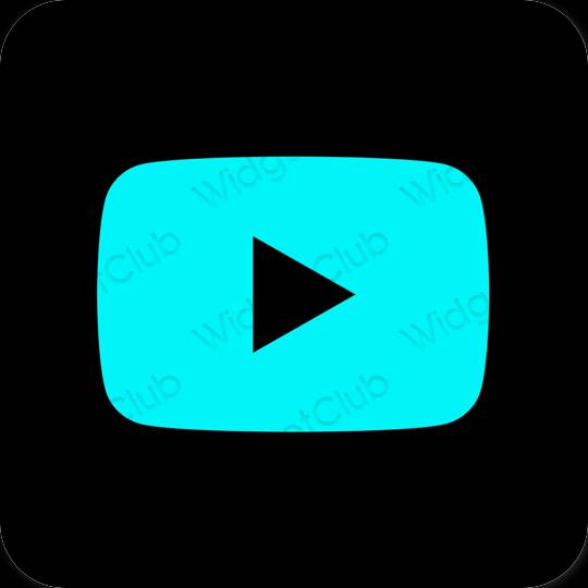 审美的 霓虹蓝 Youtube 应用程序图标