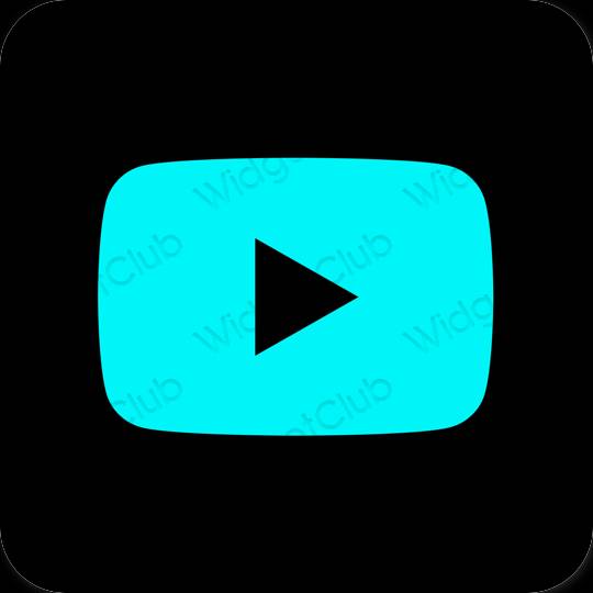 جمالي النيون الأزرق Youtube أيقونات التطبيق