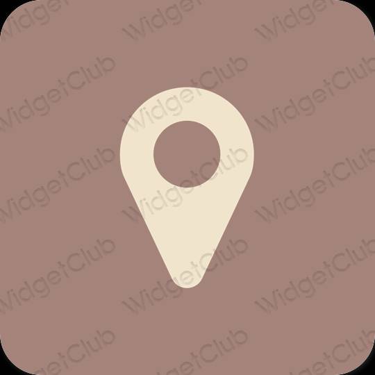 Естетичен кафяво Map икони на приложения