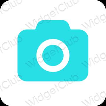 Estético azul neon Camera ícones de aplicativos