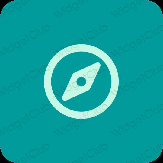 Estetické Modrá Safari ikony aplikácií