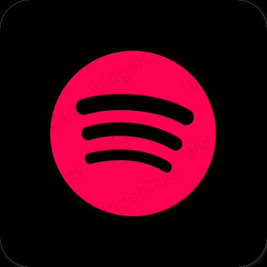 Esteetiline neoon roosa Spotify rakenduste ikoonid