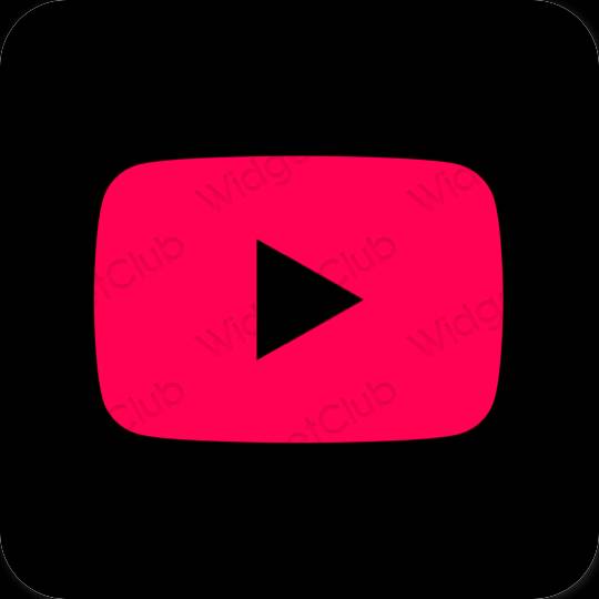 Esteetiline neoon roosa Youtube rakenduste ikoonid