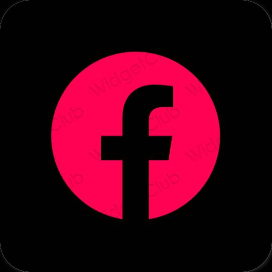 эстетический неоновый розовый Facebook значки приложений