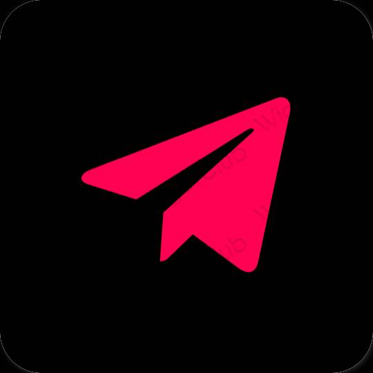 Estetyka czarny Telegram ikony aplikacji