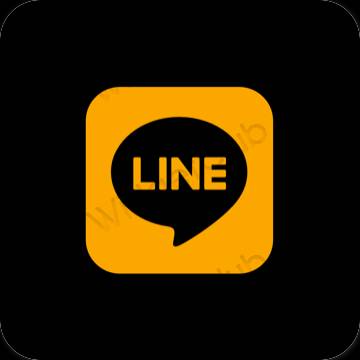 زیبایی شناسی سیاه LINE آیکون های برنامه