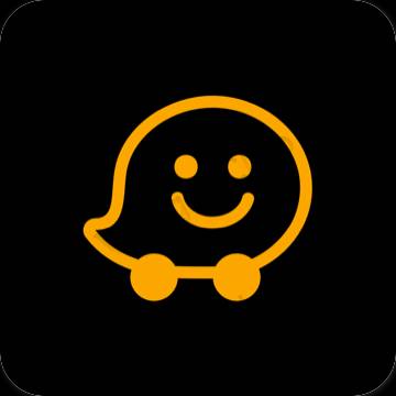 Estetis hitam Waze ikon aplikasi
