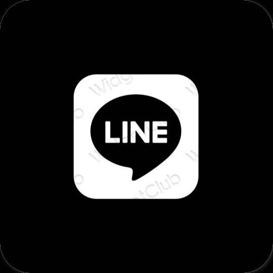 زیبایی شناسی سیاه LINE آیکون های برنامه