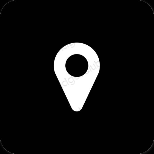 Estetski crno Map ikone aplikacija