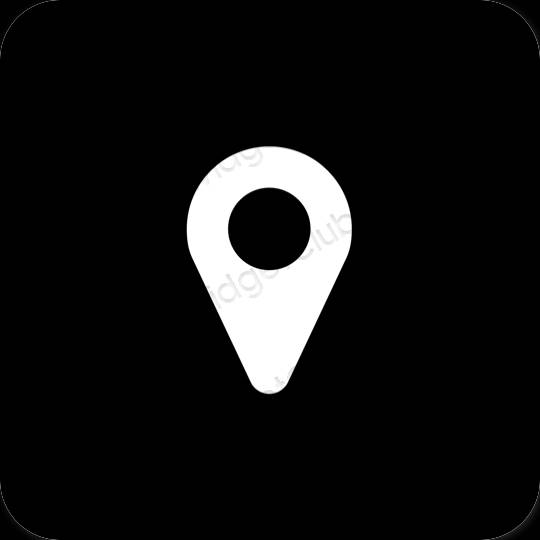 Estetski crno Google Map ikone aplikacija