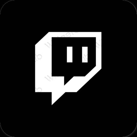 Estetis hitam Twitch ikon aplikasi
