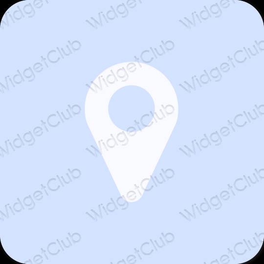 אֶסתֵטִי כחול פסטל Map סמלי אפליקציה