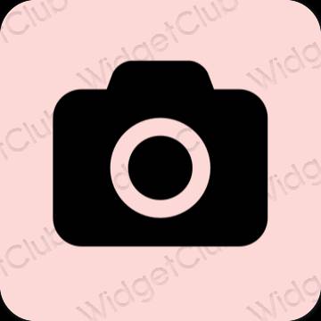 Thẩm mỹ màu hồng nhạt Camera biểu tượng ứng dụng