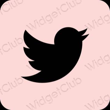 Estetik pastel pembe Twitter uygulama simgeleri