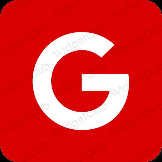 Esteettinen punainen Google sovelluskuvakkeet